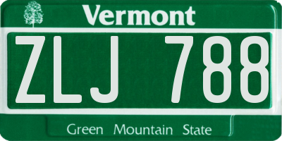 VT license plate ZLJ788