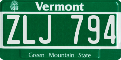 VT license plate ZLJ794