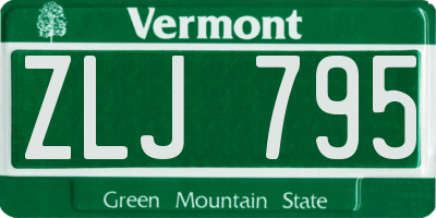 VT license plate ZLJ795
