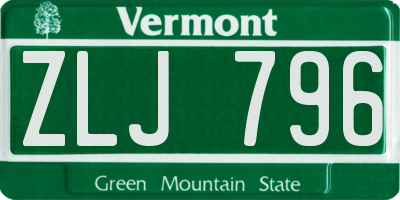 VT license plate ZLJ796
