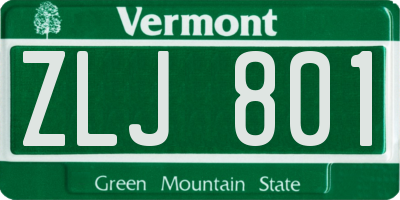 VT license plate ZLJ801