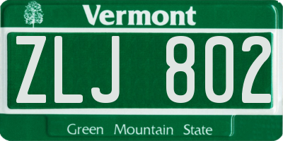 VT license plate ZLJ802