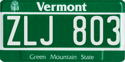 VT license plate ZLJ803