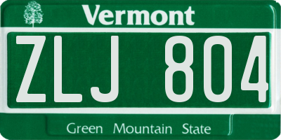 VT license plate ZLJ804