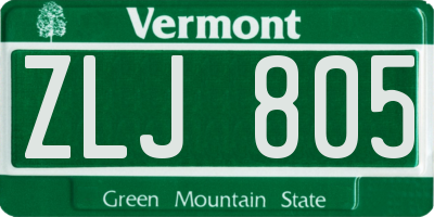 VT license plate ZLJ805