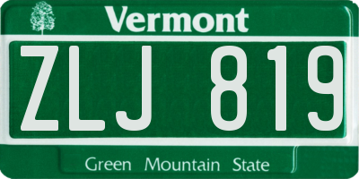 VT license plate ZLJ819