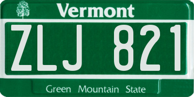 VT license plate ZLJ821