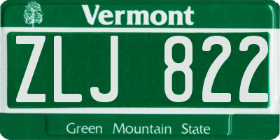 VT license plate ZLJ822