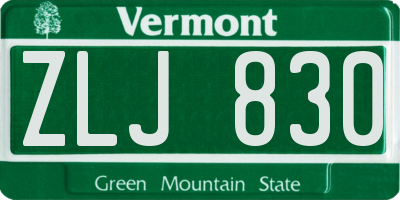 VT license plate ZLJ830