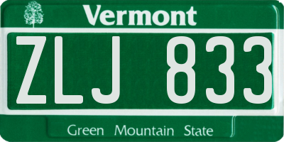 VT license plate ZLJ833