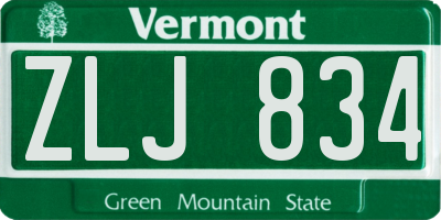 VT license plate ZLJ834