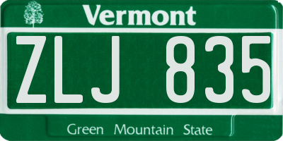 VT license plate ZLJ835
