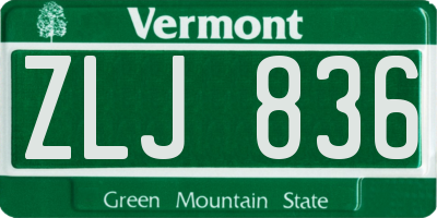 VT license plate ZLJ836
