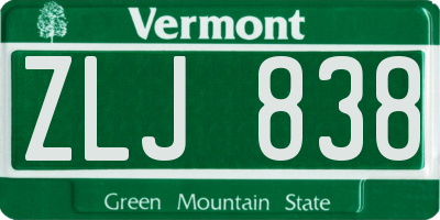 VT license plate ZLJ838