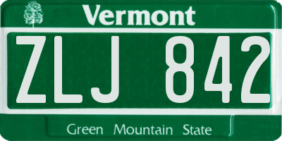 VT license plate ZLJ842