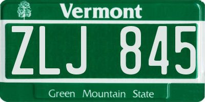 VT license plate ZLJ845