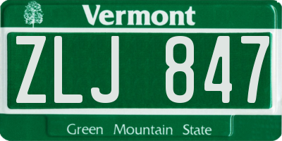 VT license plate ZLJ847