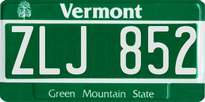 VT license plate ZLJ852