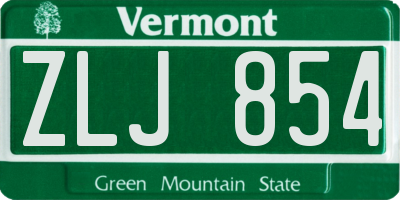 VT license plate ZLJ854