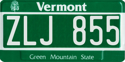 VT license plate ZLJ855