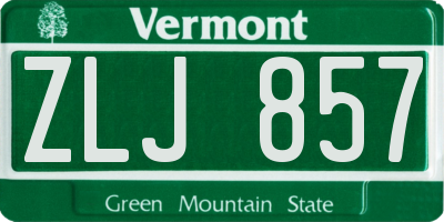 VT license plate ZLJ857