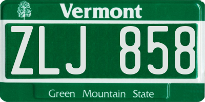 VT license plate ZLJ858