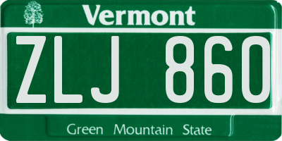 VT license plate ZLJ860