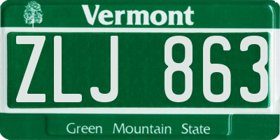 VT license plate ZLJ863