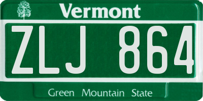 VT license plate ZLJ864
