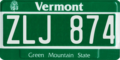 VT license plate ZLJ874