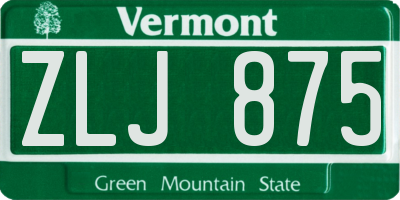 VT license plate ZLJ875