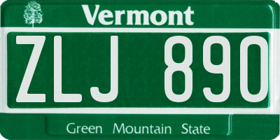 VT license plate ZLJ890