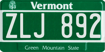 VT license plate ZLJ892
