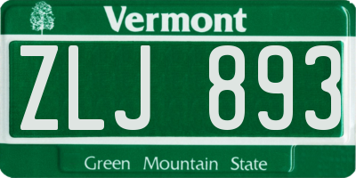 VT license plate ZLJ893