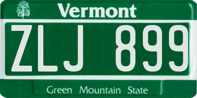 VT license plate ZLJ899