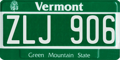 VT license plate ZLJ906