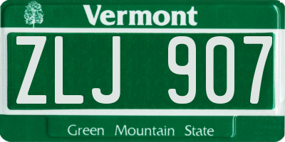 VT license plate ZLJ907