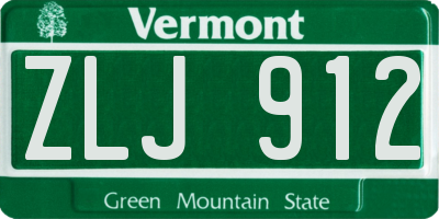 VT license plate ZLJ912