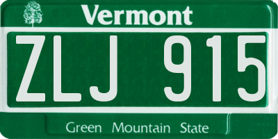 VT license plate ZLJ915
