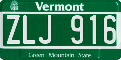 VT license plate ZLJ916