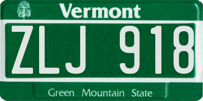VT license plate ZLJ918