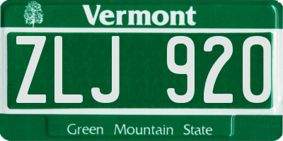 VT license plate ZLJ920