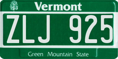 VT license plate ZLJ925
