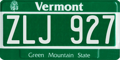 VT license plate ZLJ927