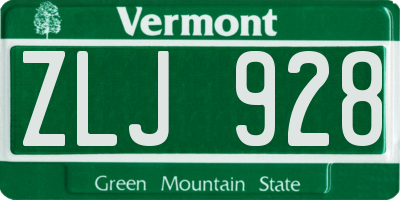 VT license plate ZLJ928