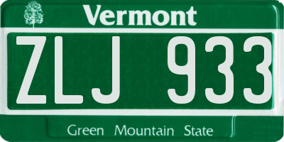 VT license plate ZLJ933