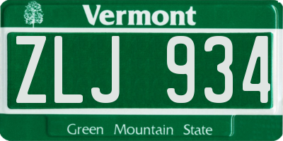 VT license plate ZLJ934