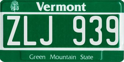 VT license plate ZLJ939