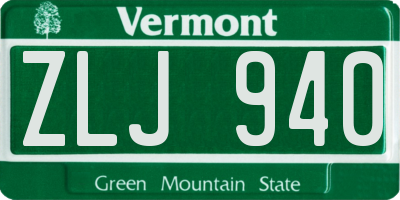 VT license plate ZLJ940