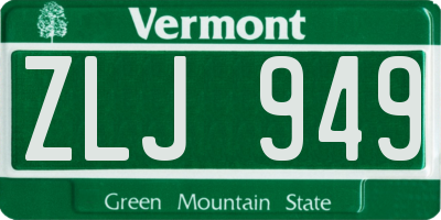 VT license plate ZLJ949